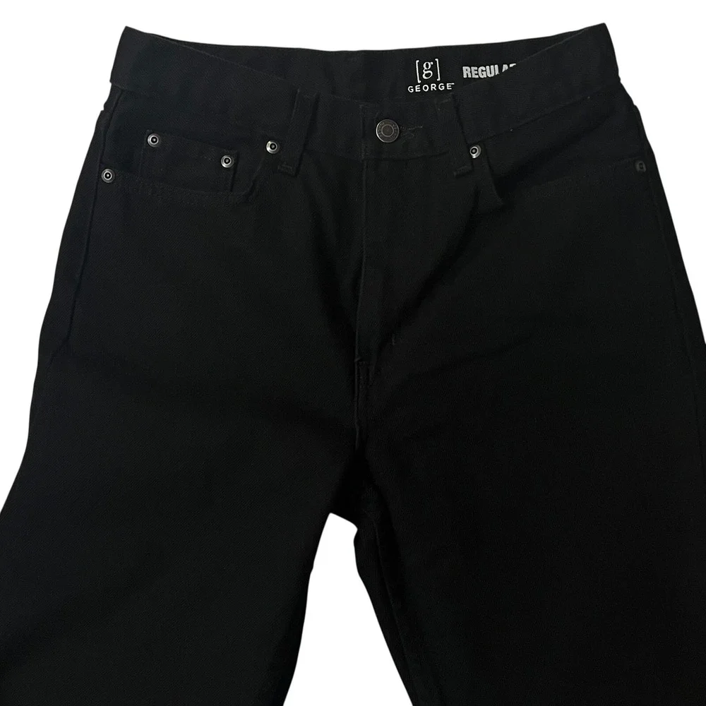 George‎ Regular Fit Jeans Black Denim 100% Cotton Men's 29x32 Pockets Straight